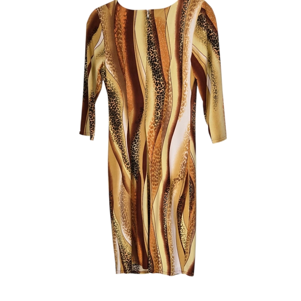 Michael Tyler Stylish Brown Patterned Dress Size Small - Picture 11 of 12